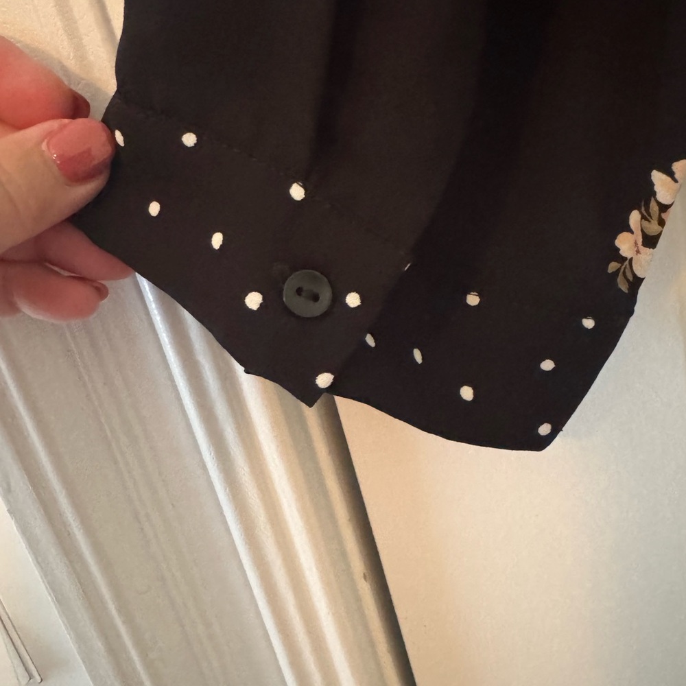 41 Hawthorn Black Floral Blouse with Stud Accents - Picture 9 of 9